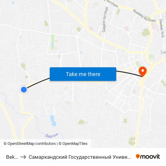 Bekat to Самаркандский Государственный Университет map