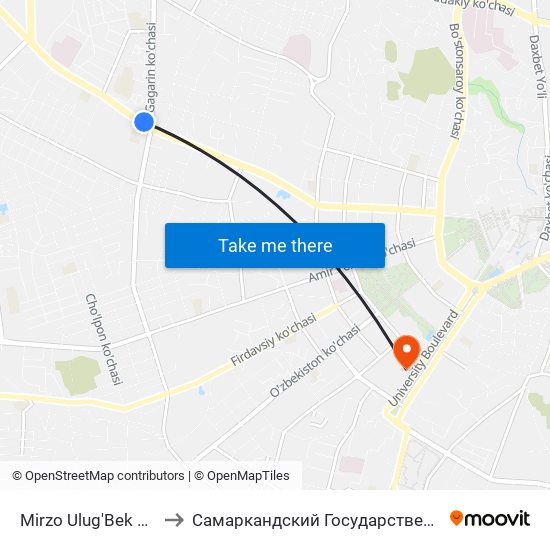 Mirzo Ulug'Bek Ko'Chasi, 78 to Самаркандский Государственный Университет map