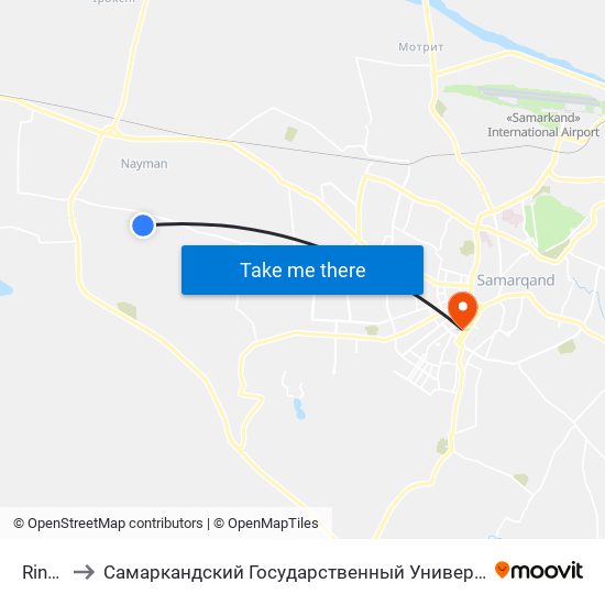 Rinok to Самаркандский Государственный Университет map