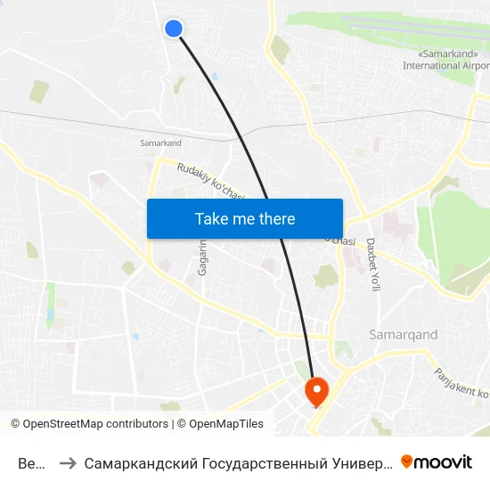 Bekat to Самаркандский Государственный Университет map