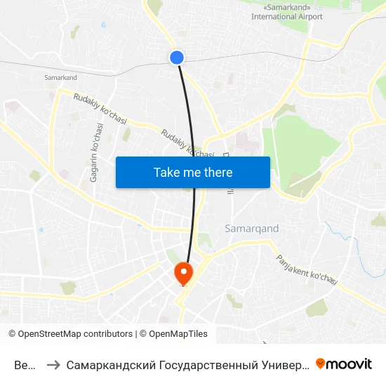 Bekat to Самаркандский Государственный Университет map