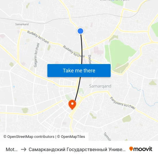 Motrid to Самаркандский Государственный Университет map