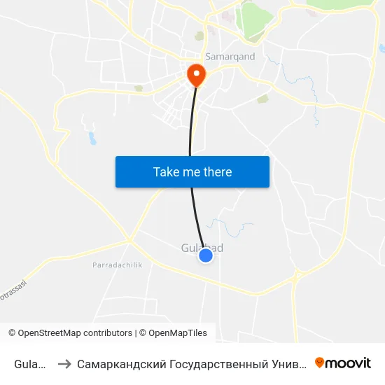 Gulabad to Самаркандский Государственный Университет map
