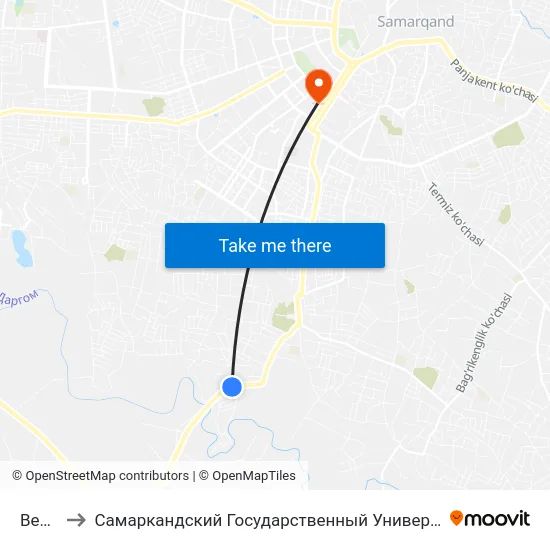 Bekat to Самаркандский Государственный Университет map