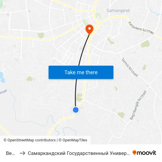 Bekat to Самаркандский Государственный Университет map