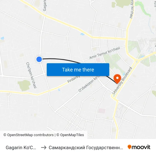 Gagarin Ko'Chasi, 178 to Самаркандский Государственный Университет map