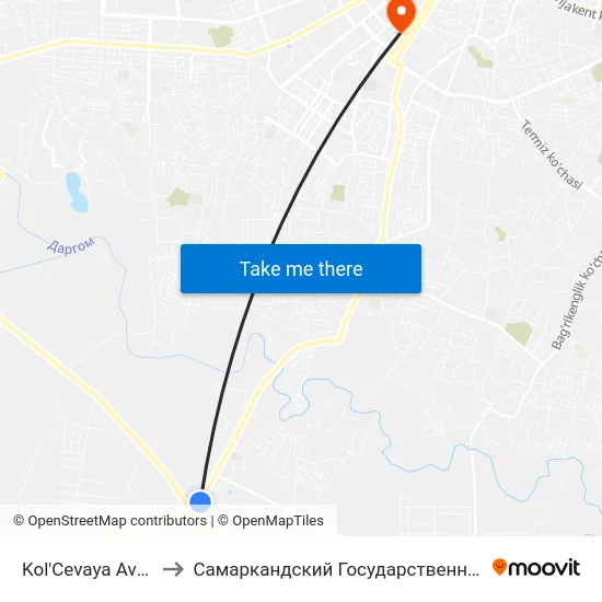 Kol'Cevaya Avtodoroga to Самаркандский Государственный Университет map