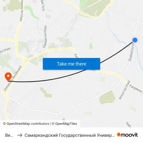 Bekat to Самаркандский Государственный Университет map
