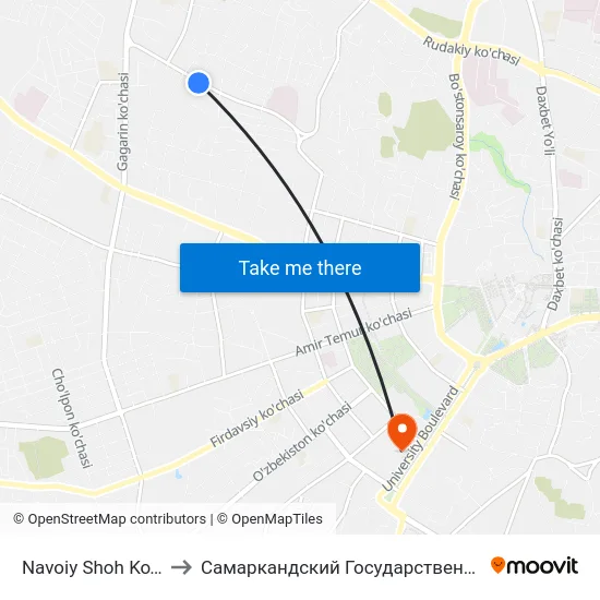Navoiy Shoh Ko'Chasi, 58 to Самаркандский Государственный Университет map