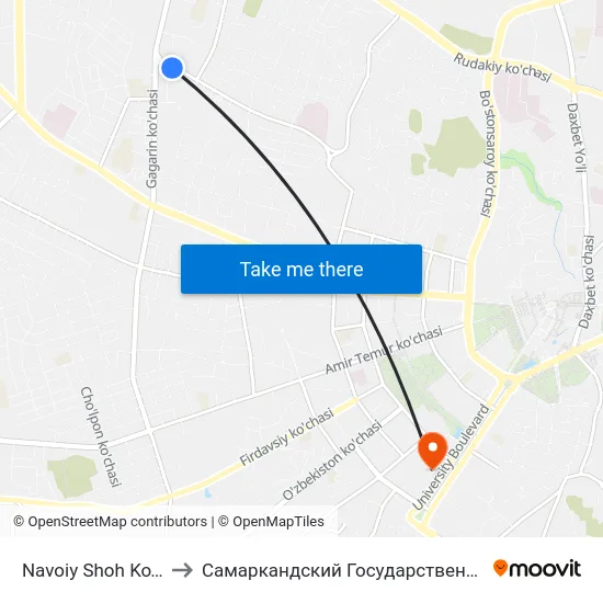 Navoiy Shoh Ko'Chasi, 36 to Самаркандский Государственный Университет map