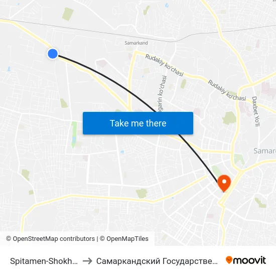 Spitamen-Shokh Ulitsa, 100 to Самаркандский Государственный Университет map