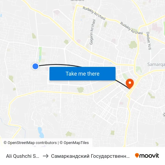 Ali Qushchi Street, 35 to Самаркандский Государственный Университет map