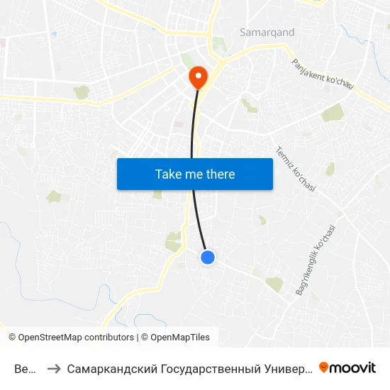 Bekat to Самаркандский Государственный Университет map
