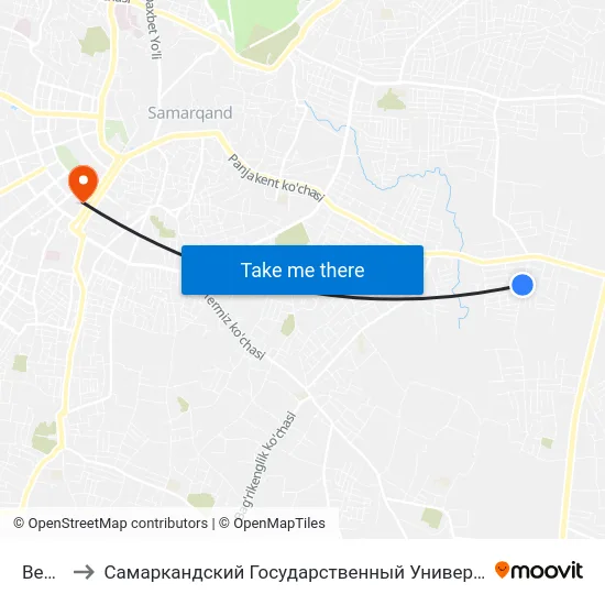 Bekat to Самаркандский Государственный Университет map