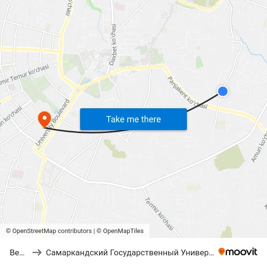Bekat to Самаркандский Государственный Университет map
