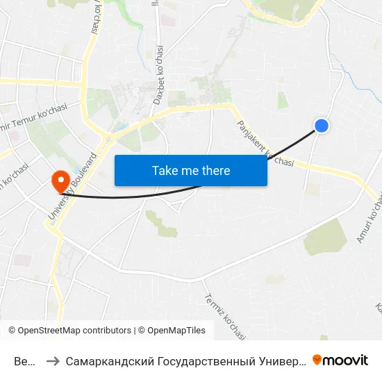 Bekat to Самаркандский Государственный Университет map