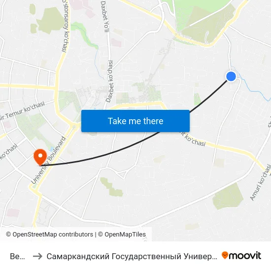 Bekat to Самаркандский Государственный Университет map