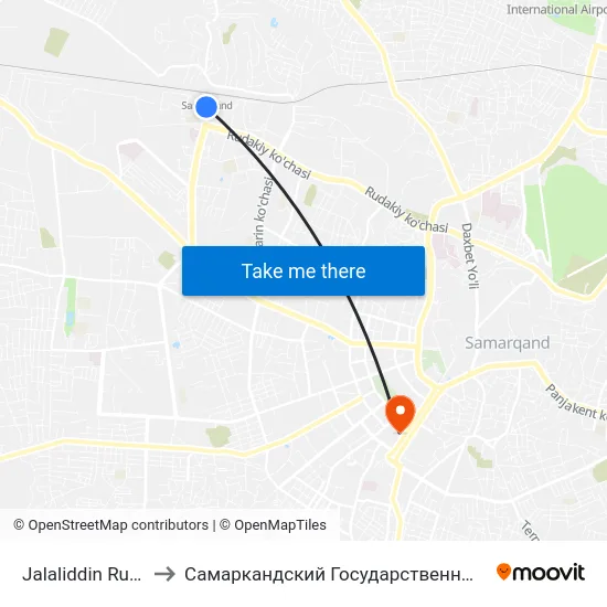 Jalaliddin Rumi Park to Самаркандский Государственный Университет map