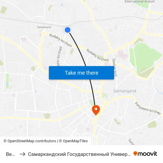 Bekat to Самаркандский Государственный Университет map