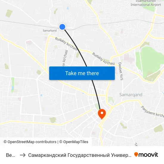 Bekat to Самаркандский Государственный Университет map