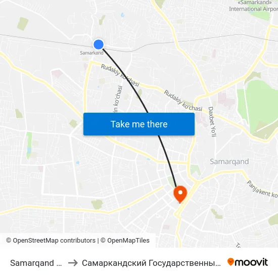 Samarqand Station to Самаркандский Государственный Университет map