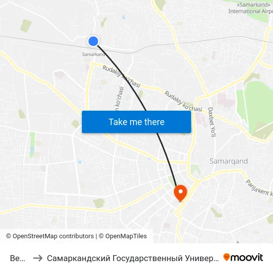Bekat to Самаркандский Государственный Университет map