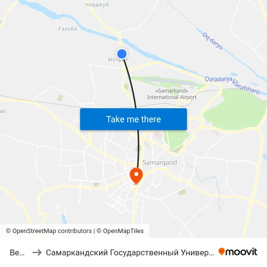 Bekat to Самаркандский Государственный Университет map
