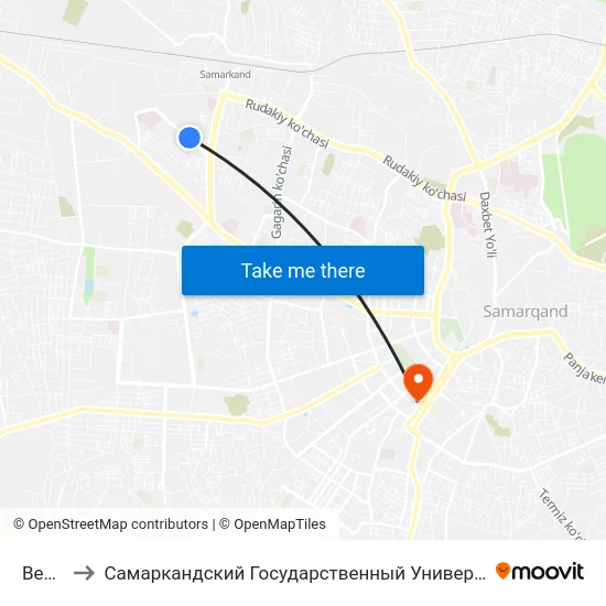 Bekat to Самаркандский Государственный Университет map