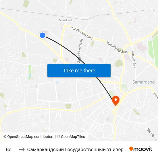 Bekat to Самаркандский Государственный Университет map