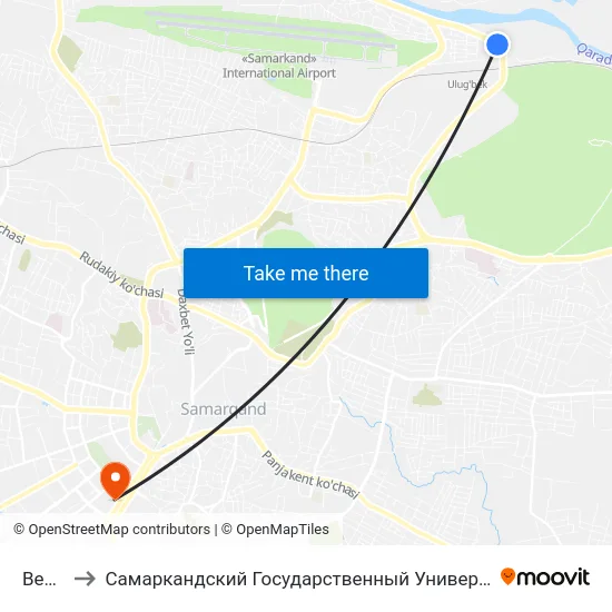 Bekat to Самаркандский Государственный Университет map