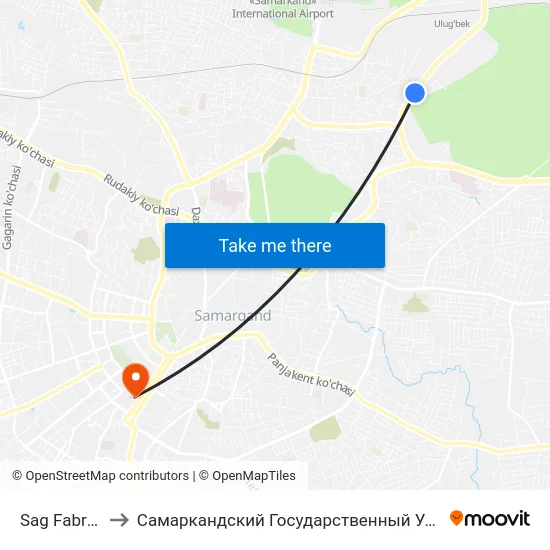 Sag Fabrikasi to Самаркандский Государственный Университет map