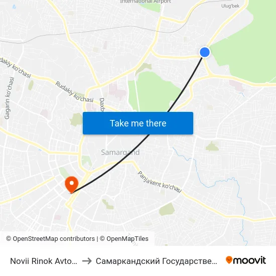Novii Rinok Avtozapchastei to Самаркандский Государственный Университет map