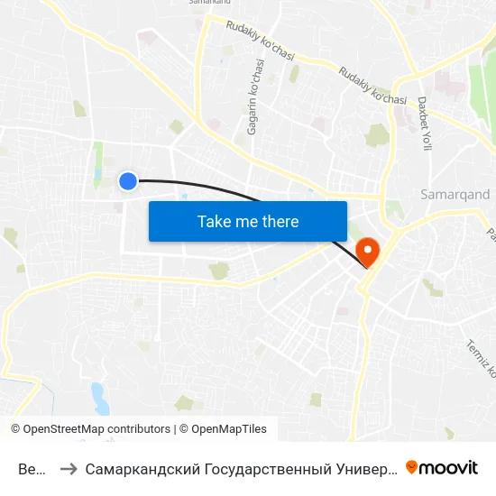 Bekat to Самаркандский Государственный Университет map
