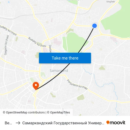 Bekat to Самаркандский Государственный Университет map