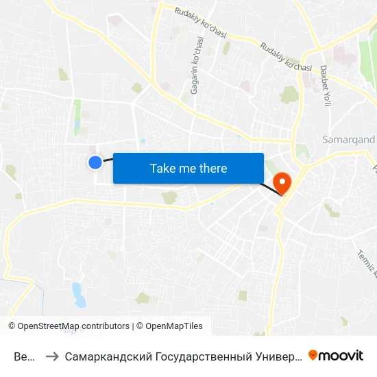 Bekat to Самаркандский Государственный Университет map