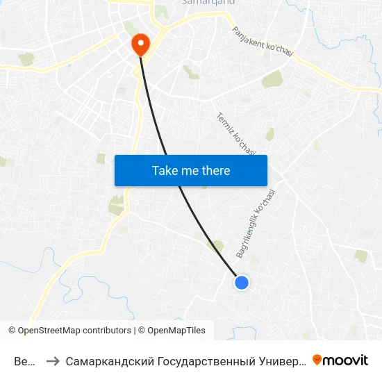 Bekat to Самаркандский Государственный Университет map
