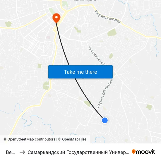 Bekat to Самаркандский Государственный Университет map