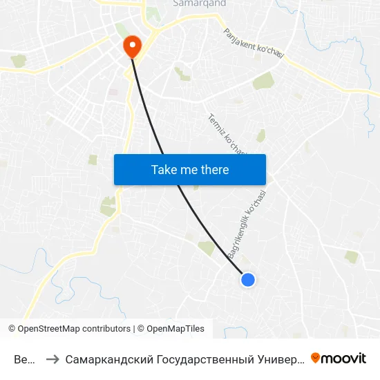 Bekat to Самаркандский Государственный Университет map