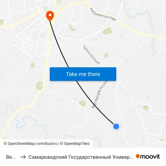 Bekat to Самаркандский Государственный Университет map