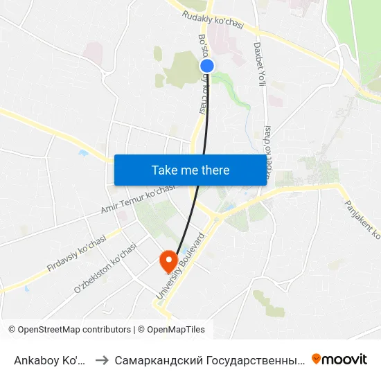 Ankaboy Ko'Chasi, 6 to Самаркандский Государственный Университет map