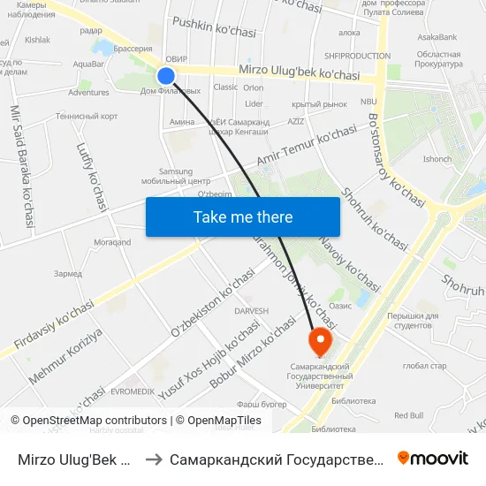 Mirzo Ulug'Bek Ko'Chasi, 48 to Самаркандский Государственный Университет map