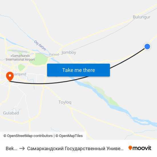 Bekat to Самаркандский Государственный Университет map