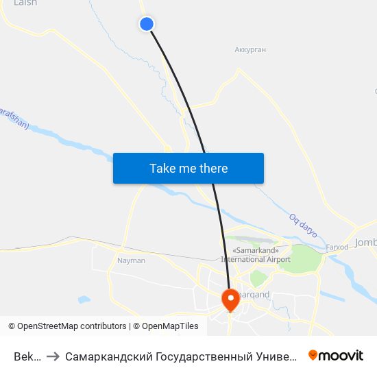 Bekat to Самаркандский Государственный Университет map