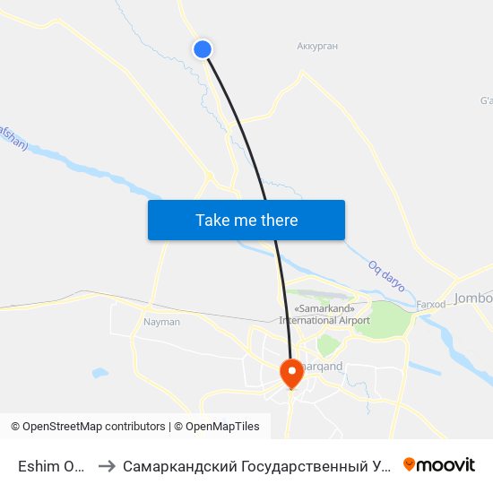 Eshim Oqsoq to Самаркандский Государственный Университет map