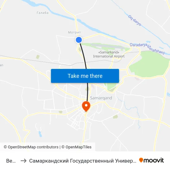 Bekat to Самаркандский Государственный Университет map