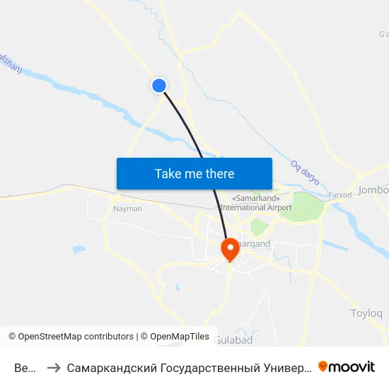 Bekat to Самаркандский Государственный Университет map