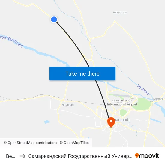 Bekat to Самаркандский Государственный Университет map