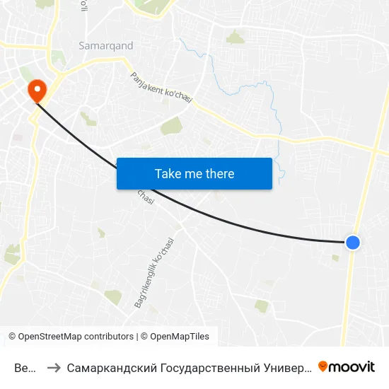 Bekat to Самаркандский Государственный Университет map