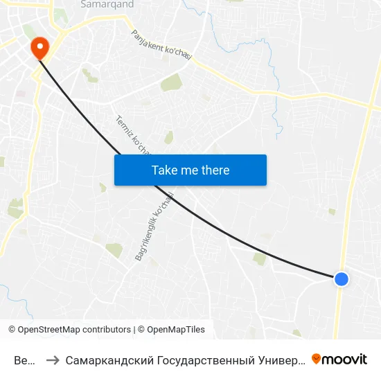 Bekat to Самаркандский Государственный Университет map
