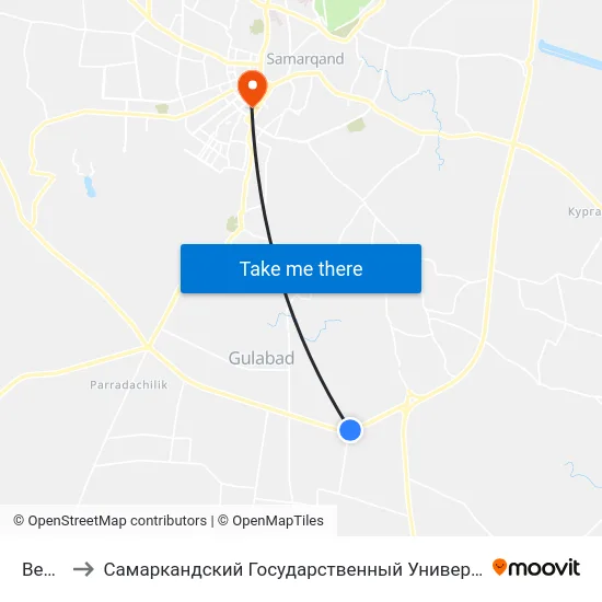 Bekat to Самаркандский Государственный Университет map